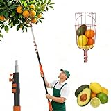 AgiiMan 28 Reach Fruit Picker with Telescopic Extension Pole, 5 to 20 FT Fruit Picker Pole Lightweight and Sturdy Aluminum Telescopic Pole, Easy to Assemble Fruit Picking Basket