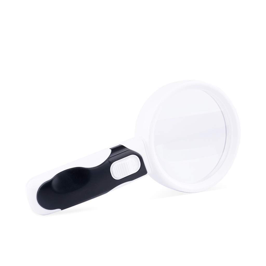 Lente di ingrandimento per Anziani da Leggere, Portatile da 90 mm, con Specchio di ingrandimento Luminoso, Lente Ottica Bianca Spessa a Doppio Strato
