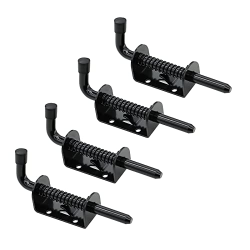 4 Packs 5 Inch Spring Loaded Barrel Bolt Latch Pin, Heavy Duty Steel Sliding Door Lock for Doors/Cabinets/Chests, 2mm Thickened Interior and Outdoor Solid Hardware Latch