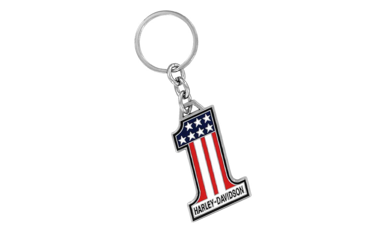 Harley-Davidson Colored Bar & Shield Keychain Key Ring Chain Tag Fob Holder (SILVER)