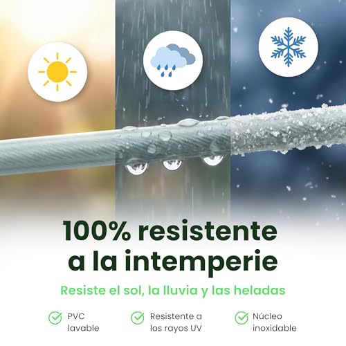 Miniatura 6 de Simplysmooth Cuerda Para Tender 50 M Disponible En 3 Longitudes - Extrafuerte Gracias A Núcleo De Acero, Cuerda Para Ropa En Exterior, Jardín O Camping, Apta Para Tendedero Exterior Giratorio
