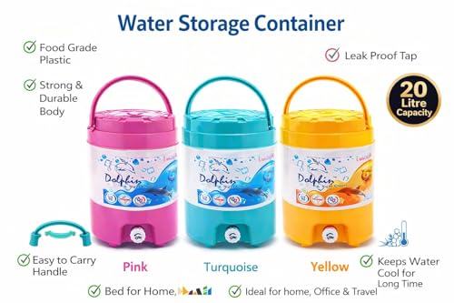 Image of Premium high Quality Insulated Water Camper with Spigot, 20 Litre Capacity,in rendam Colour for Tour and Office Paspas
