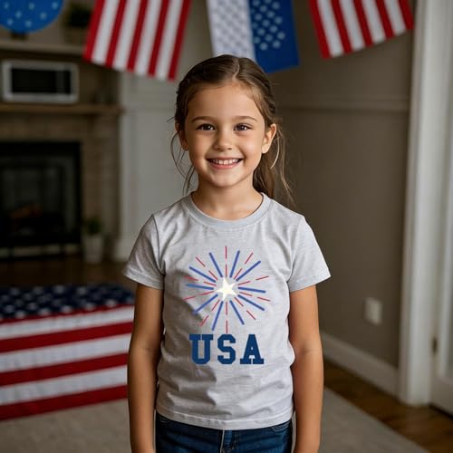 Image of Boys 4th of July Shirts-Toddler Girls Patriotic American Flag Tees Kids Memorial Day USA T-Shirts 2-7T