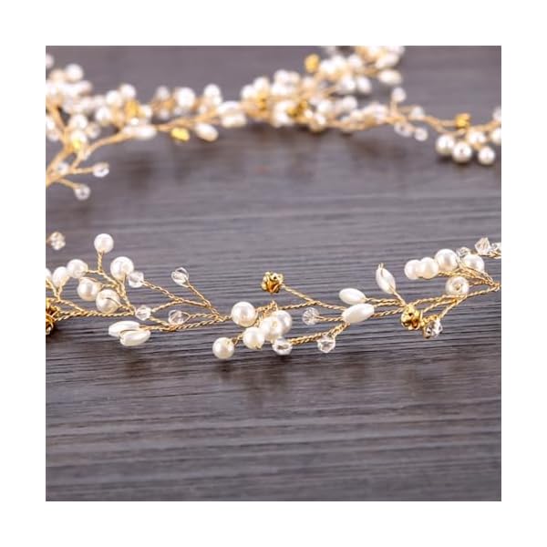Hair Accessories For Women & Girls, Stylish for Wedding Crystal Bridal Wedding Hair Accessories Bridal Hair Pieces Pearl Hair Accessories for Women and Girls (50cm) - Image 5