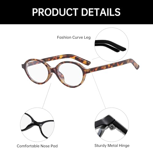 YAMEIZE Małe owalne okulary blokujące niebieskie światło dla kobiet i mężczyzn, retro okulary blokujące niebieskie światło, okulary do gier komputerowych, Brązowy - obrazek 4