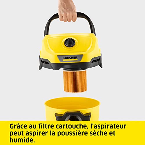 Kärcher Aspirateur eau et poussières WD 3 V-17/4/20, Fonction Soufflerie, 1000 W, Cuve Polypropylène de 17 l, Flexible d'aspiration de 2 m, Filtre cartouche inclus, Buse sol et fente - Image 3