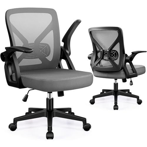 Image of FelixKing Office Chair - Ergonomic Desk Chair Breathable Mesh Task with Wheels and Lumbar Support Home Desk Office Chairs with Flip up Armrest Rolling Swivel for Home Computer Dark Gray