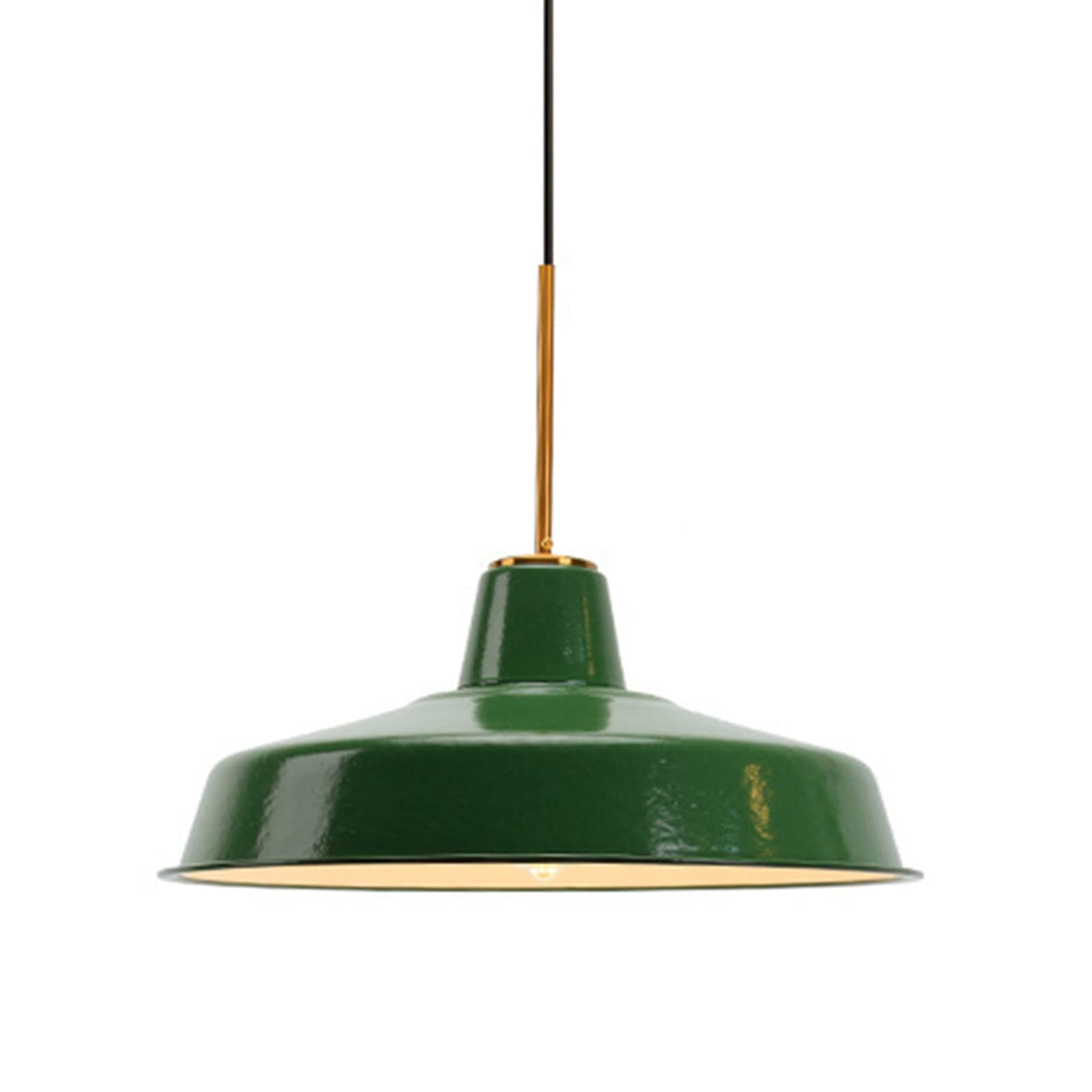 Lustre suspension émail vert style ferme rétro avec douille laiton E26