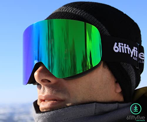 6Fiftyfive - Ski Goggles Men And Women - Frameless, Full Revo Coating, Anti Fog, Magnetic Quick Change Lens, 100% Uv400, Otg - Ski, Snowmobile And Snowboard #TOP1