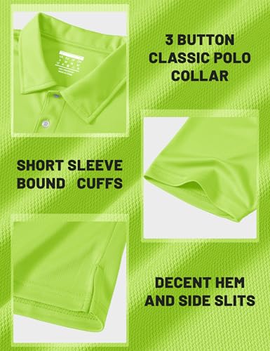 Image of MAGCOMSEN Men's Polo Shirts 3 Buttons Casual Work T Shirts Quick Dry Short Sleeve Golf Shirt Pique Jersey Outdoor Performance