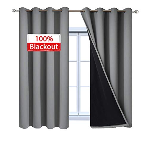 Yakamok Soft and Smooth Full Shading Curtains, 100% Blackout Curtains for Bedroom, 2