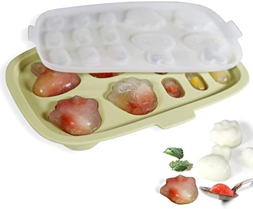 Baby Food Freezer Tray, Peunitory Baby Food Storage Containers Silicone Ice Cube Trays with Lid Freezer Safe Breastmilk Popsicle Molds for Teething DIY Homemade Baby Food, Vegetable & Fruit Purees