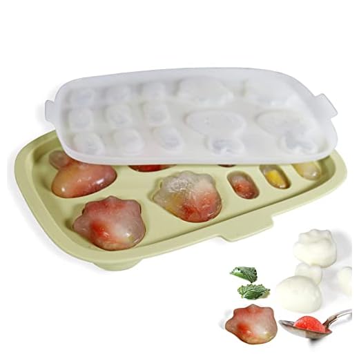 Baby Food Freezer Tray, Peunitory Baby Food Storage Containers Silicone Ice Cube Trays with Lid Freezer Safe Breastmilk Popsicle Molds for Teething DIY Homemade Baby Food, Vegetable & Fruit Purees