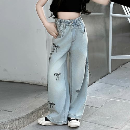 Baggy Jeans for Girls Black Bows Wide Leg Pants Adjustable Waist Coquette Aesthetic Cute Jeans for Girls Teen Denim Pants3