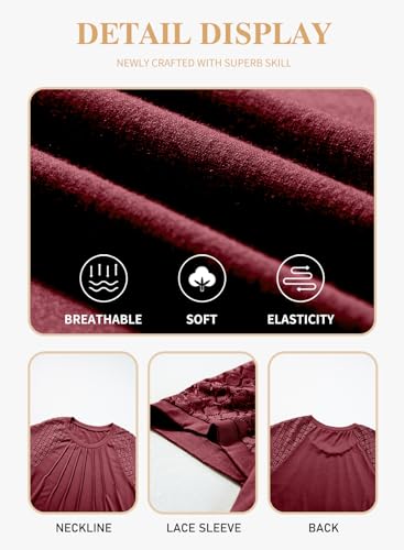 Image of Eytino Plus Size Tops for Women Summer Lace Short Sleeve Crewneck Loose Casual Blouse Tunic T Shirts(1X-5X)