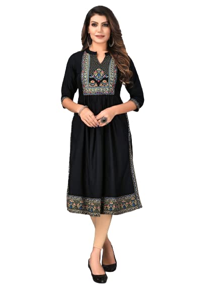 Image of Fabian Fashion Women's Rayon Floral Regular Tunic Shirt