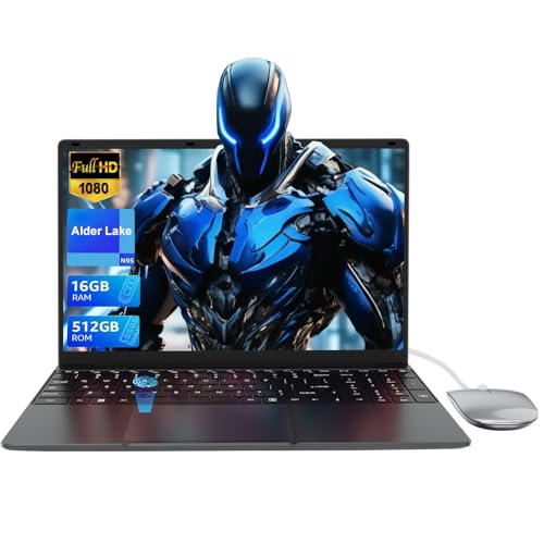 PINSTONE 15.6 -Pulgada FHD Computadora portátil (1920x1080), Laptop Celeron N95.16GB RAM DDR4.512GB SSD, WiFi5, Bluetooth4.2, USB 3.0, HDMI, Touch ID Computer for Office, Study y Multimedia