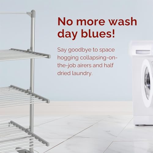 Rediffusion Clothes Airer, 3 Tier, Electric, 36 Heated Rails, 21m Hanging Space, 30kg Weight Capacity, Indoor Airer, Energy Efficient, 147 x 73 x 70cm, Silver - REDH08 - Image 6