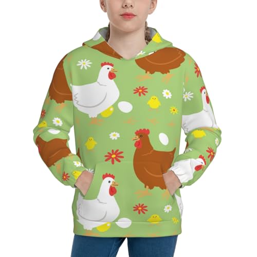 Happy Chicken Family Kid Hoodies Boys Sweatshirts Girls Pullover with Pocket