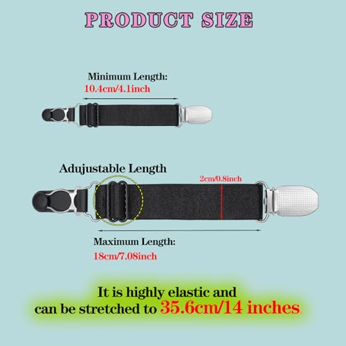 WILLWIN Multifunction Elastic Stocking Clips Suspenders Garter Belt for Girdles Corset Straps Adjustable Leg Garter Girdles Fasteners Keep Your Lingerie Corset Snag on 8Pcs Black3