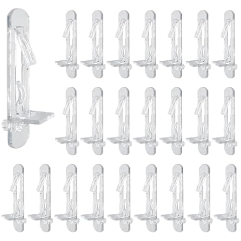 Pocoxll Clear Cabinet Shelf Pins & Clips, 6mm Peg x 5/8" Thick Plastic Shelf Supports for Kitchen Cabinets, Wood Shelving - 24 PCS Cover