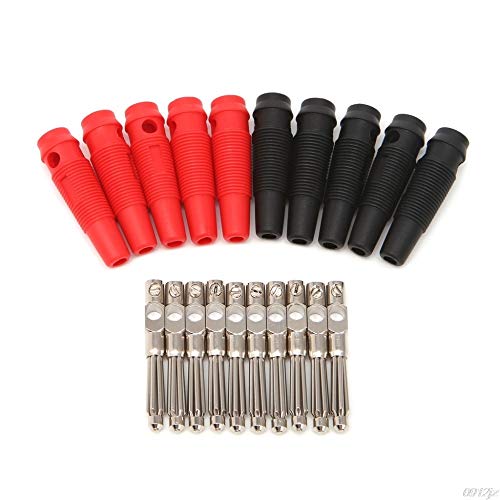 Davitu Electrical Equipments Supplies - 5 Pair/10 Pcs 4mm 32A Solderless Side Stackable Banana Plug Copper Connectors Terminals LS'D Tool
