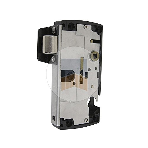 PORTAC Serrure en applique à pêne rentrant réversible avec butée en Inox - Noir Ral 9005