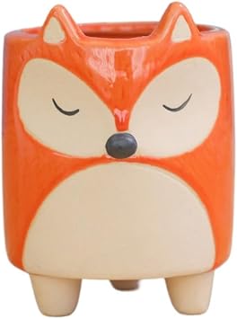 Ceremics Cat Succulent Pot Fox Succulent Planter/Plant Pot/Flower Pot/Bonsai Pot for Herb, Succulent,Cactus Container for Home Decor Microlandscape Orange