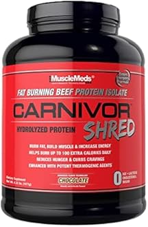 MuscleMeds Carnivor Shred Fat Burning Hydrolized Beef Protein Isolate, 0 Lactose, 0 Sugar, 0 Fat, Chocolate, 4.35 lbs