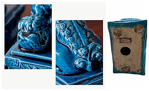 Jdzjybqx Lions Pair Fu Foo Dogs Statues(A Pair),Blue Ceramic Chinese Feng Shui Decor Prosperity Accessories,Home And Office Sculptures thumb #5