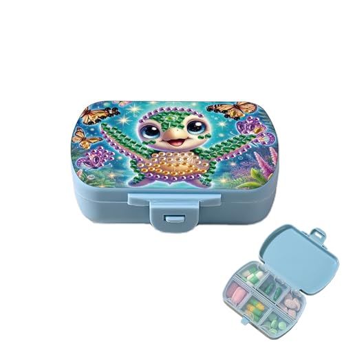 Image of ARTopet Diamond Art Painting Mini Storage Box with 6-Grid Creative Design Compact Portable Small Case for Purse Travel Daily (Sea Turtle)
