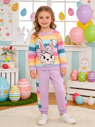 Image of Little Girls 2 Piece Outfits Ruffle Sleeve Unicorn Sweatshirts Top and Leggings Set School Outfits Kids Clothing Set