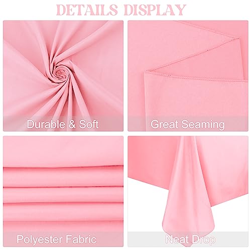 Image of 4 Pack Rectangle Tablecloth 90x132Inch Pink Washable Polyester Table Cover for Wedding Dining Table Buffet Parties Banquet Decoration(Pink)