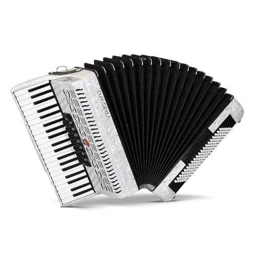 Accordion, 41 Keys 120 Bass Professional Accordion - Quality product for beginners and advanced players - Includes backpack and straps (White)