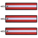 JAVD Austria Flag Keychain Tag with Key Ring - Keys, Cars, Motorcycles, Backpacks, Luggage and Gifts - EDC (3 Pack)