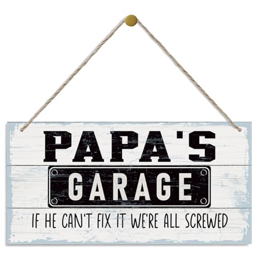 Rustic Decor Sign, Vintage Style Papa's Garage Decor Sign, Hanging Decorative Wood Plaque, Printed Wood Art Wall Decor, Papa's Gift, Garage Signs, Gift for Grandpa 12x6in
