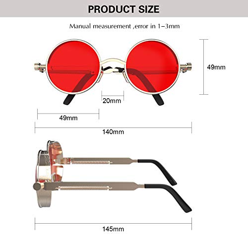 Image of PROUDDEMON Retro Gothic Steampunk Sunglasses for Women Men Round Lens Metal Frame