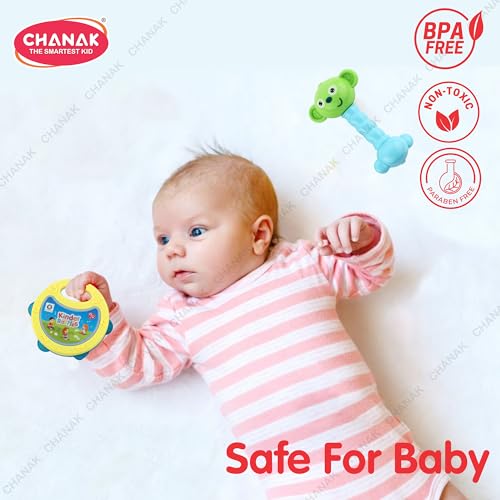 Image of Chanak Baby Kinder Rattle Set for 0-6 Months Old Baby, Non-Toxic, 100% BPA Free, Infant Grab, Spin & Shake Rattles, Colorful Rattles with 2 Pcs, Early Educational Sensory Toy, BIS Approved