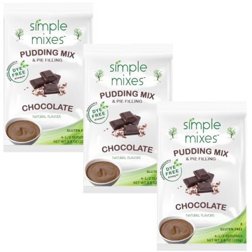 Simple Mixes Natural Instant Pudding & Pie Filling Mix, Healthy Snack, Chocolate, Gluten And Dye-Free, No Fat, Or Lactose, Kosher, 3 Pack