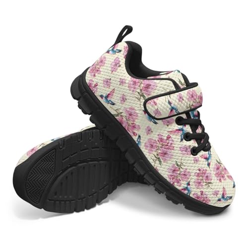 Little Kid Shoes Kids Boys Girls Tennis Shoes Sport Running Shoes Fashion Sneakers Hummingbird Cherry Blossom Pattern4