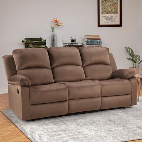 EBELLO 3 Seat Recliner Sofa for Living Room, Soft Microfiber Reclining Couch with Overstuffed Arms...