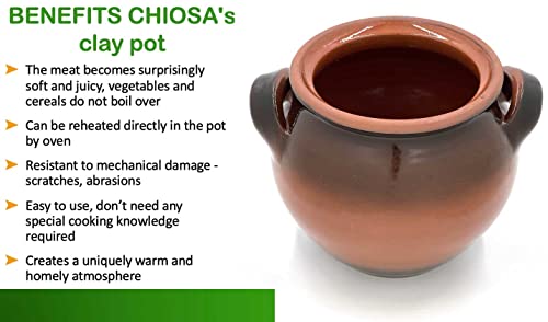 Clay Pot For Cooking, Dutch Ovens Casserole Dish Vintage Rustic – 3.6Qt (3.4L) Brown, European Style 900F Oven Safe Dish, Healthy Organic Gives Food A Unique Taste, Backing Slow Cook For Meat #TOP3