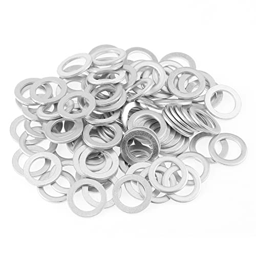 Image of HELIFOUNER 100 Pieces M8x12x1.0mm Automotive Drain Plug Gaskets, Oil Crush Washers, Aluminum Flat Washers, Inner Diameter 8mm, Outer Diameter 12mm, Thickness 1.0mm