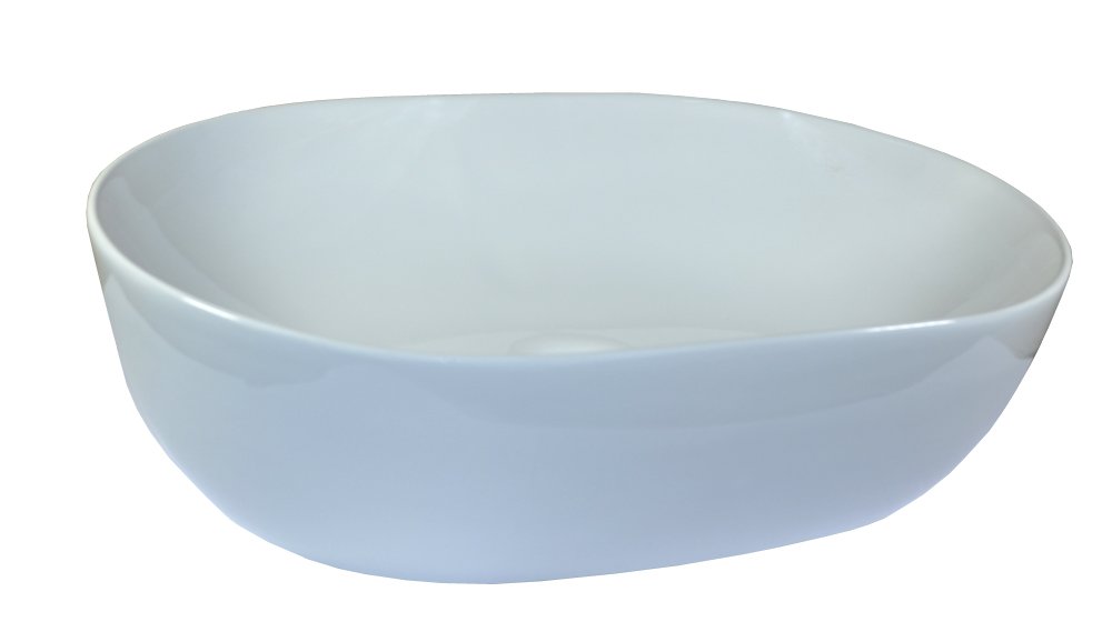 1x Keramikwaschbecken oval groß Aufsatz Waschbecken Keramik 49x35x13,5cm