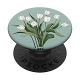 Sage Green Tulip Flower Bouquet Floral PopSockets Adhesive PopGrip
