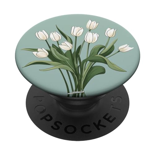 Sage Green Tulip Flower Bouquet Floral PopSockets Adhesive PopGrip