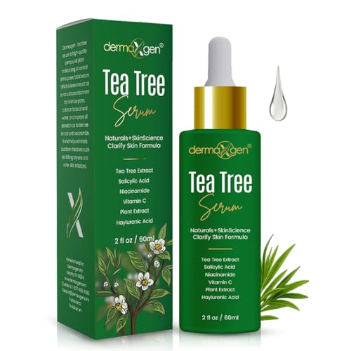 Dermaxgen Tea Tree Serum – Organic Tea Tree Oil with Natural Vitamin C for Acne Scars, Dark Spots,