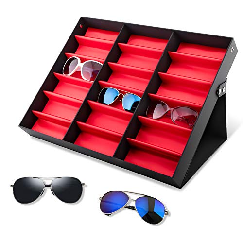Présentoir De Lunettes, Boîte De Rangement Pour Lunettes De 18 Grilles, Organisateur De Bijoux Pour Lunettes, Étui De Rangement Pour Lunettes Avec Protection Contre La