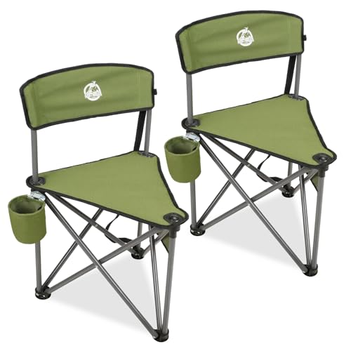 Northroad 2 Pack Tripod Camping Chairs, Portable 3 Legged Folding Tripod Stool Seat with Backrest, Small Compact Lightweight Tripod Chair for Adults Fishing Hunting