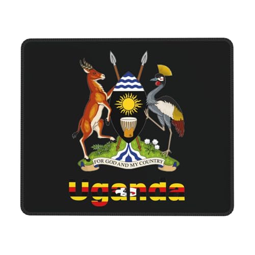 Tapis De Souris Emblème National De L'Ouganda Mouse Pad Imperméable Tapis Souris Glissement Facile sous-Main pour Gaming Travail Bureau M